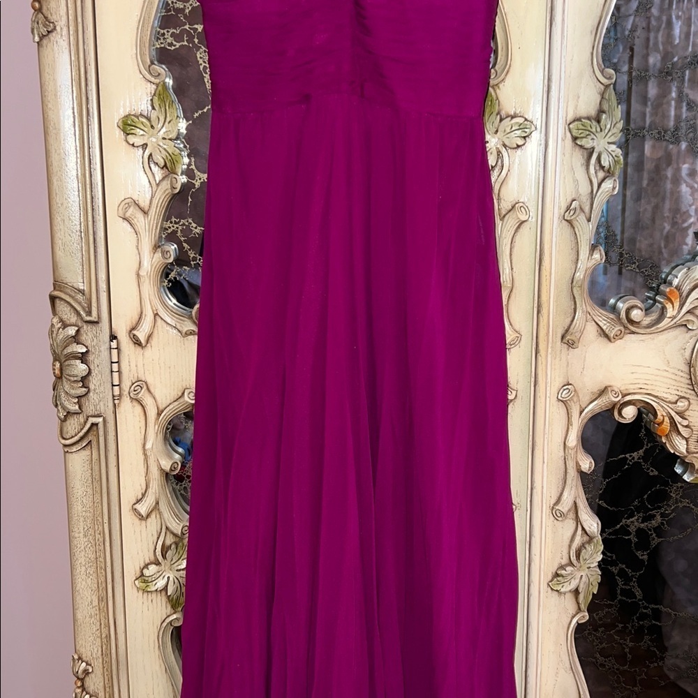 Aidan Mattox Burgundy Halter Gown - Picture 3 of 11
